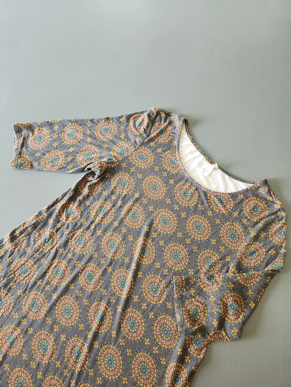 Natural Life All Day ButterSoft Mini Dress Women M Grey Mandala Half Sleeve